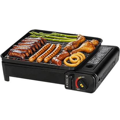 Portable Gas Grill with Removable Grate & Carry Case – Dual Fuel Outdoor Stove for Camping, Backyard BBQs & Beach Picnics (Black)