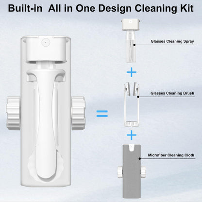 All-in-One Portable Glasses Cleaning Kit with Spray, Brush & Microfiber Cloth â Compact Lens Cleaner for Eyeglasses, Phone Screens, and More (White).