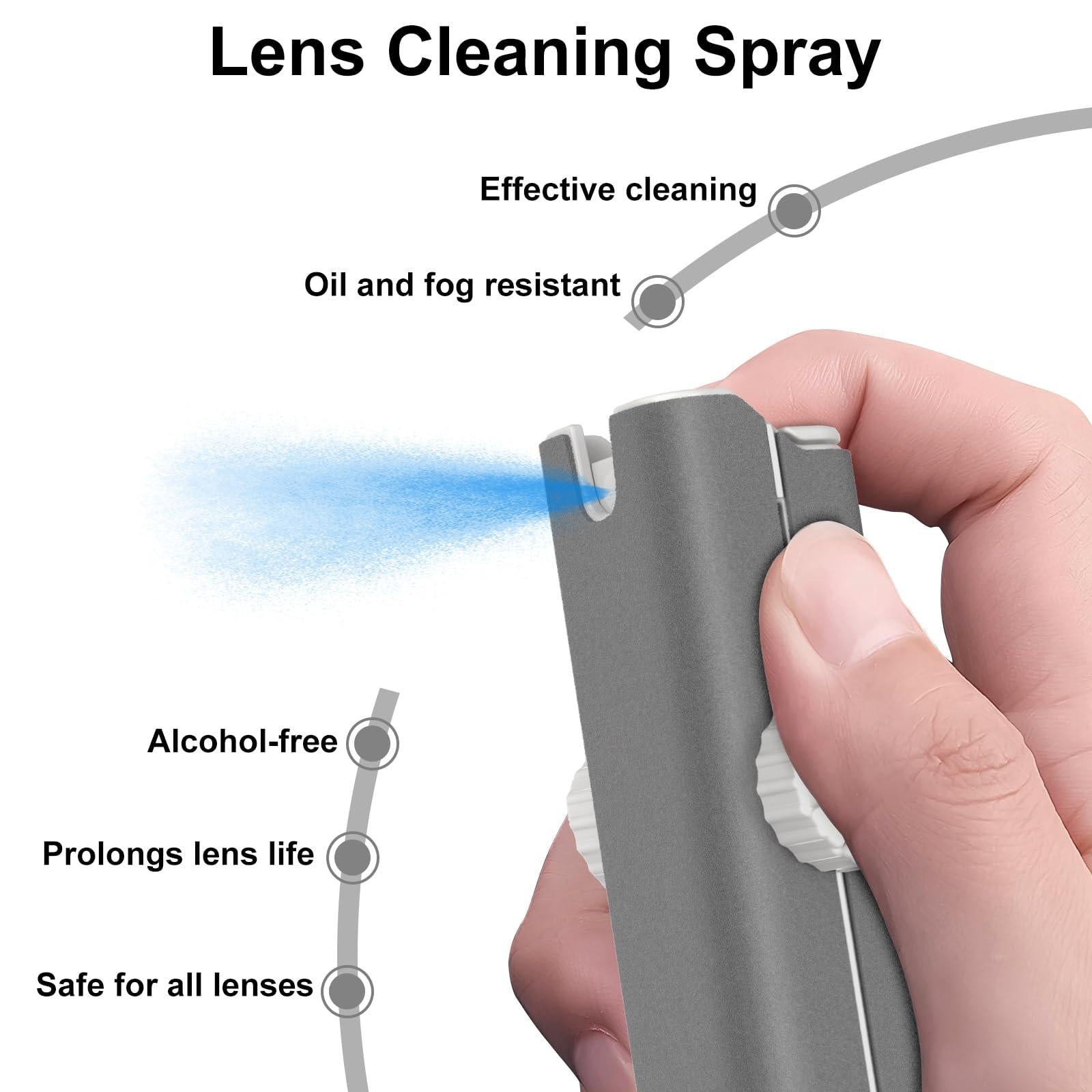 All-in-One Portable Glasses Cleaning Kit with Spray, Brush & Microfiber Cloth â Compact Lens Cleaner for Eyeglasses, Phone Screens, and More (White).