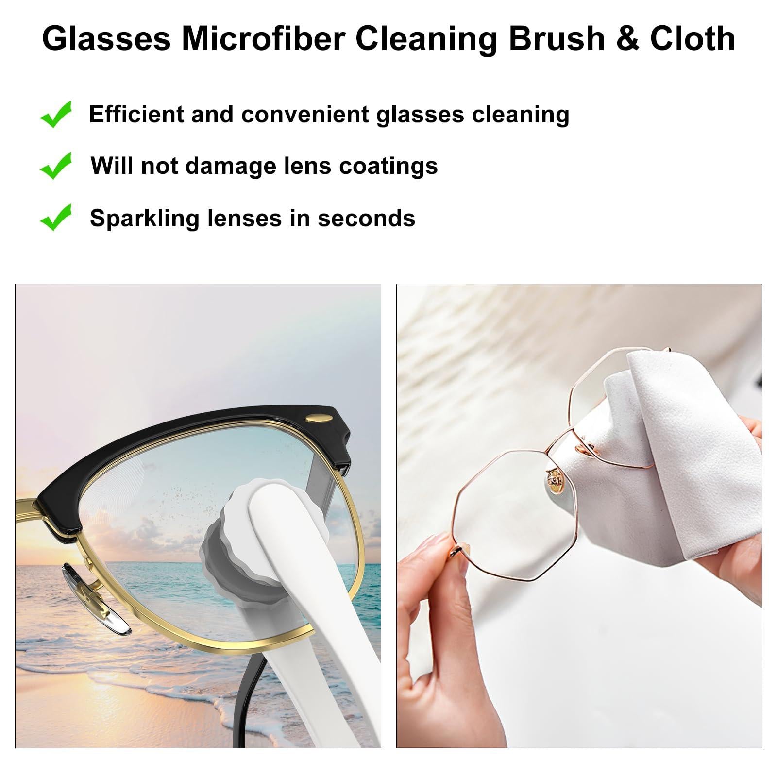 All-in-One Portable Glasses Cleaning Kit with Spray, Brush & Microfiber Cloth â Compact Lens Cleaner for Eyeglasses, Phone Screens, and More (White).