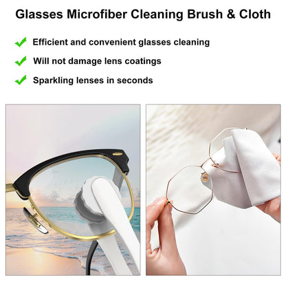 All-in-One Portable Glasses Cleaning Kit with Spray, Brush & Microfiber Cloth â Compact Lens Cleaner for Eyeglasses, Phone Screens, and More (White).