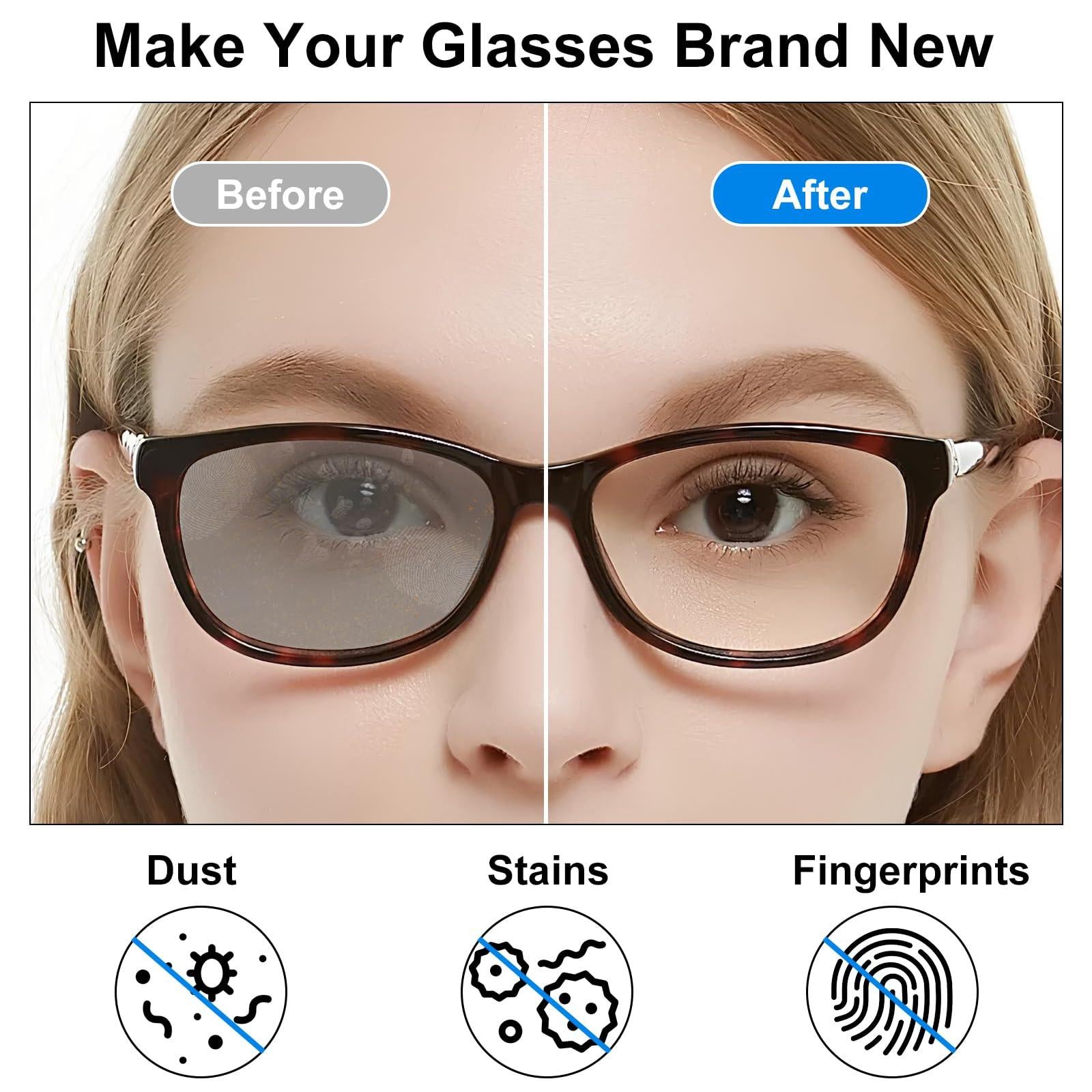 All-in-One Portable Glasses Cleaning Kit with Spray, Brush & Microfiber Cloth â Compact Lens Cleaner for Eyeglasses, Phone Screens, and More (White).