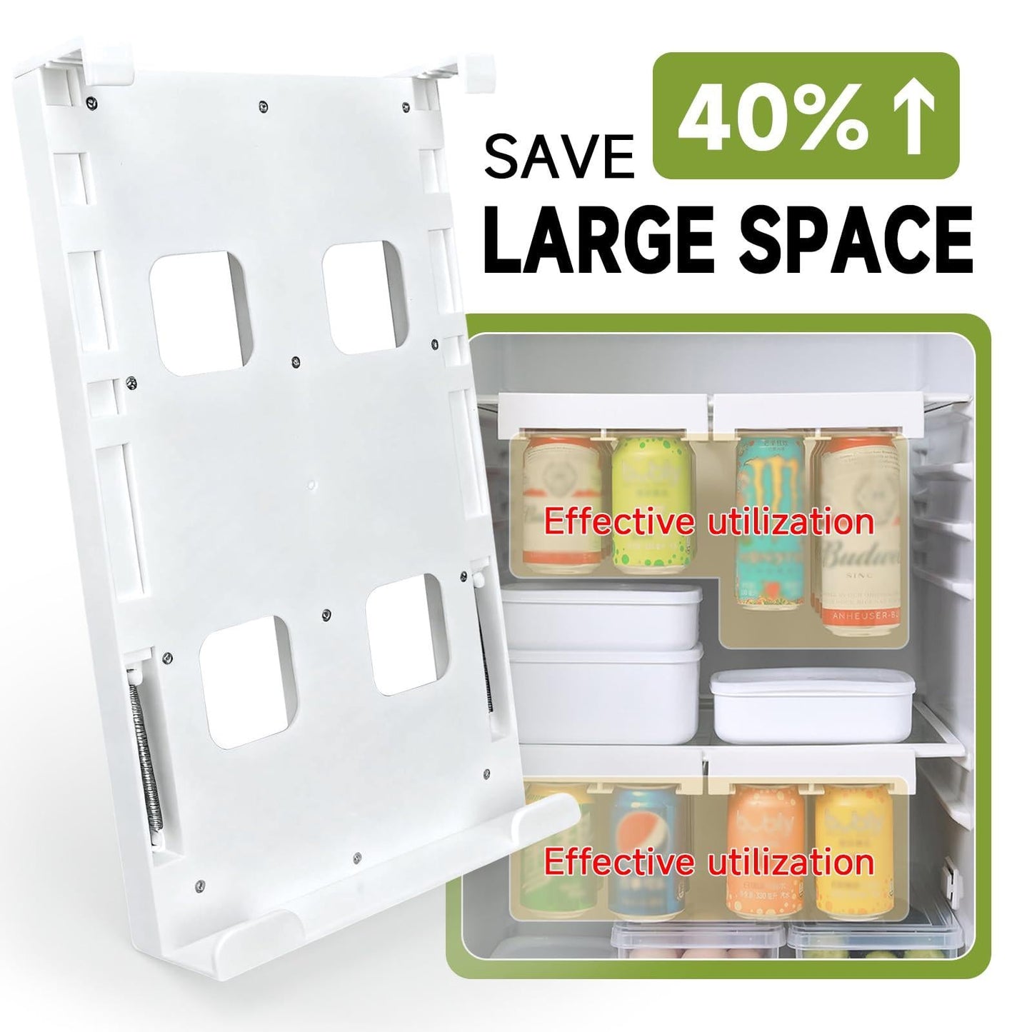 2-Pack Refrigerator Can Organizer â Hanging Soda & Beer Rack, Space-Saving Shelf for Fridge, Holds 8 Cans, Easy Installation (White).