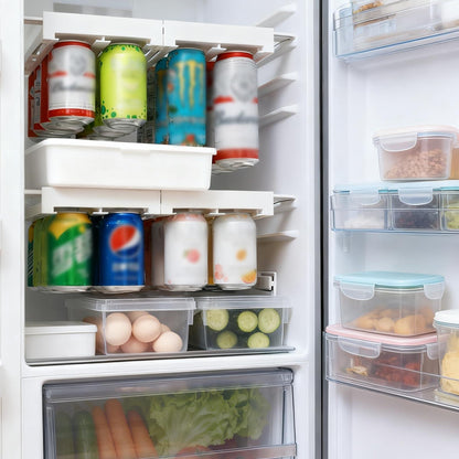 2-Pack Refrigerator Can Organizer â Hanging Soda & Beer Rack, Space-Saving Shelf for Fridge, Holds 8 Cans, Easy Installation (White).