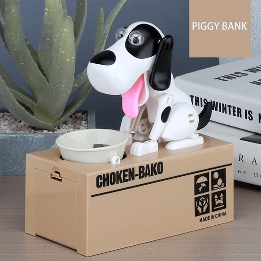 Interactive Dog Coin Bank â Automatic Electric Money Saving Piggy Bank with Moving Dog Design â Fun Kids Gift & Desk Decor (White).