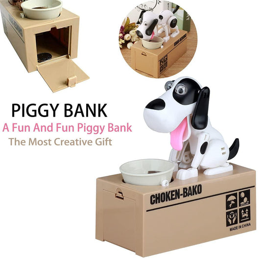 Interactive Dog Coin Bank â Automatic Electric Money Saving Piggy Bank with Moving Dog Design â Fun Kids Gift & Desk Decor (White).