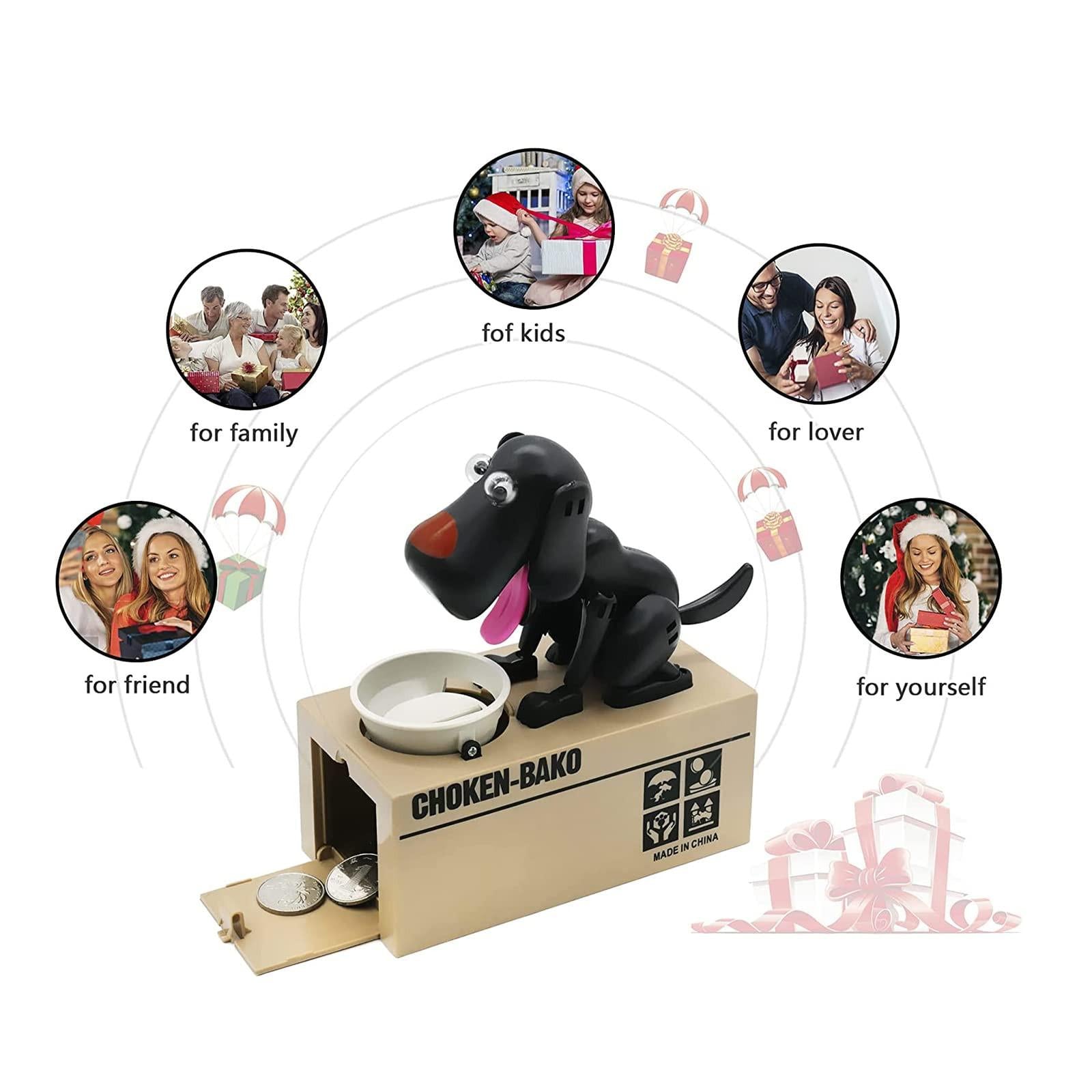 Interactive Dog Coin Bank â Automatic Electric Money Saving Piggy Bank with Moving Dog Design â Fun Kids Gift & Desk Decor (Black).