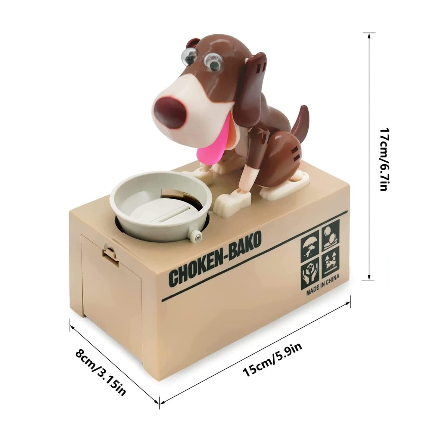 Interactive Dog Coin Bank â Automatic Electric Money Saving Piggy Bank with Moving Dog Design â Fun Kids Gift & Desk Decor (Coffee).