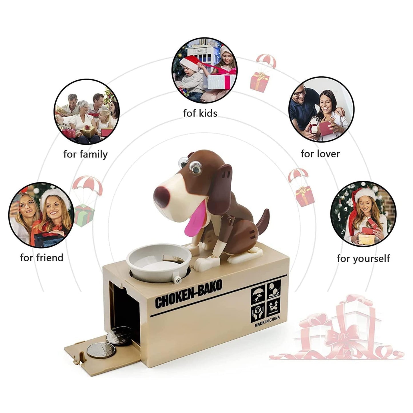 Interactive Dog Coin Bank â Automatic Electric Money Saving Piggy Bank with Moving Dog Design â Fun Kids Gift & Desk Decor (Coffee).