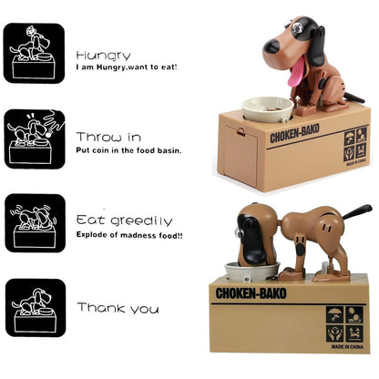 Interactive Dog Coin Bank â Automatic Electric Money Saving Piggy Bank with Moving Dog Design â Fun Kids Gift & Desk Decor (Brown).