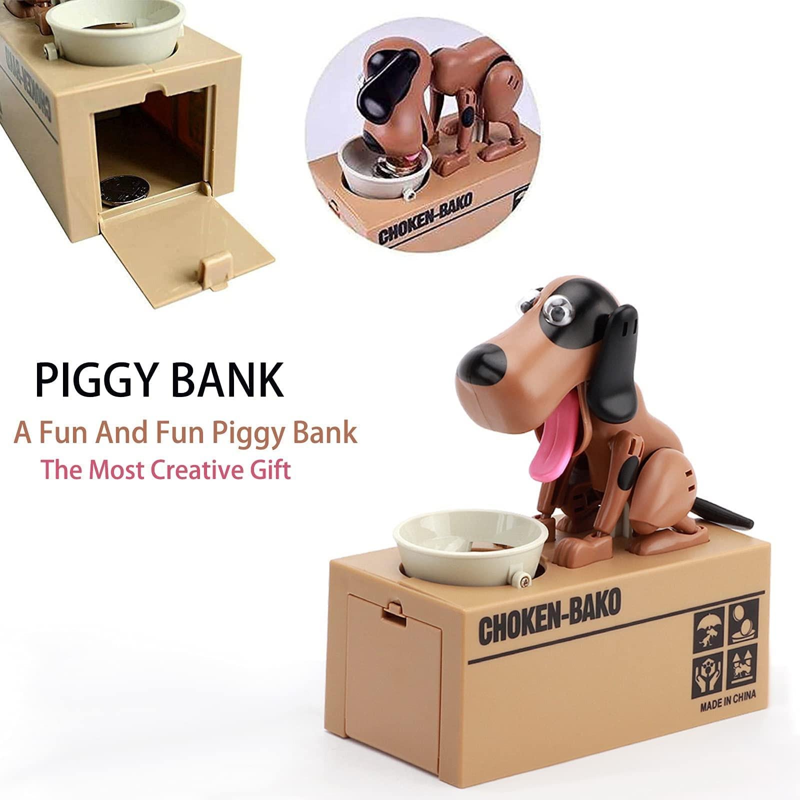 Interactive Dog Coin Bank â Automatic Electric Money Saving Piggy Bank with Moving Dog Design â Fun Kids Gift & Desk Decor (Brown).