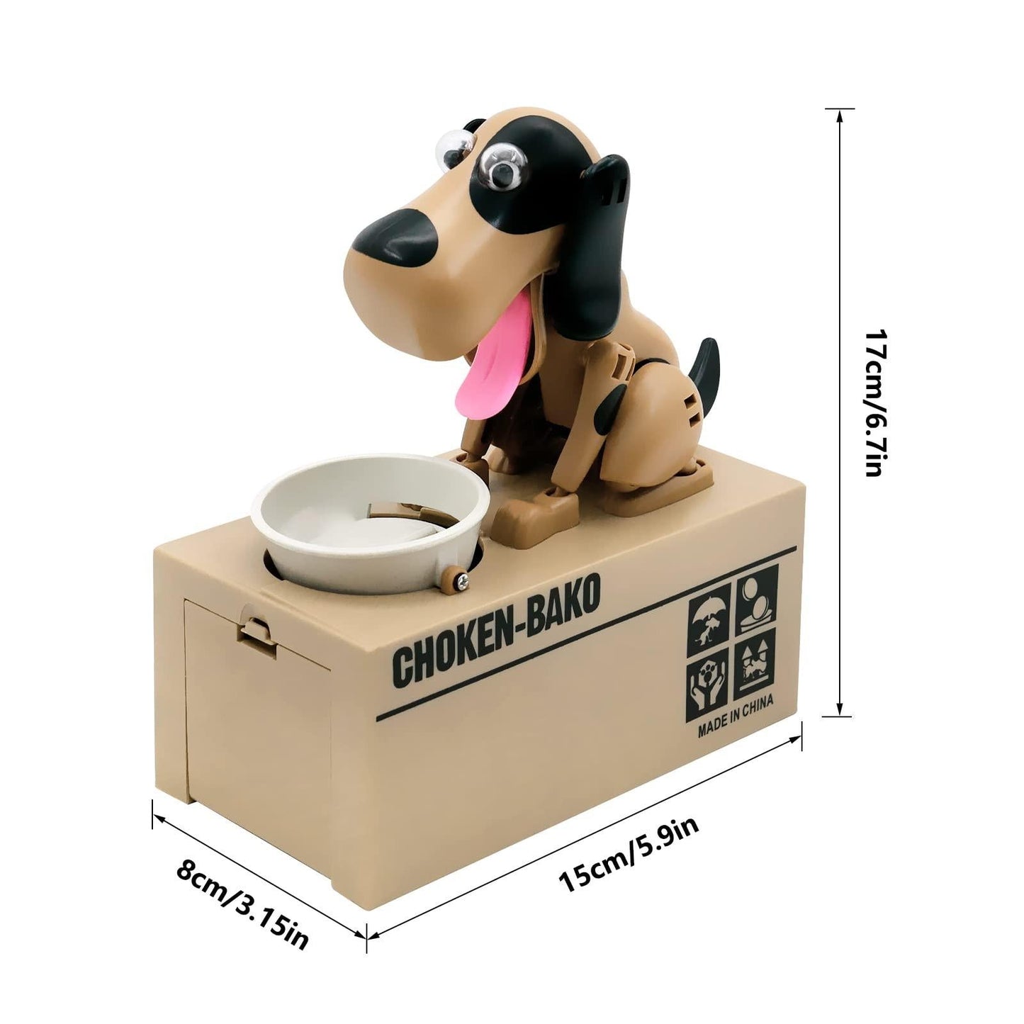Interactive Dog Coin Bank â Automatic Electric Money Saving Piggy Bank with Moving Dog Design â Fun Kids Gift & Desk Decor (Brown).