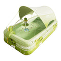 Inflatable Swimming Pool 210Ã140Ã56cm with Canopy & Dinosaur Spray â Kids Outdoor Water Play Set for Backyard, Garden, Summer Fun (Green).