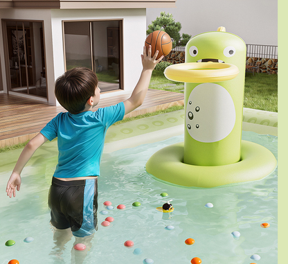 Inflatable Swimming Pool 210Ã140Ã56cm with Canopy & Dinosaur Spray â Kids Outdoor Water Play Set for Backyard, Garden, Summer Fun (Green).