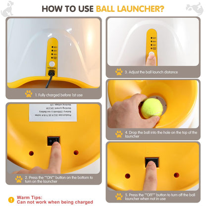 Automatic Dog Ball Launcher with 15 Mini Tennis Balls & Mesh Bag – Rechargeable Pet Toy for Small Dogs, Adjustable Launch Distance, Interactive Play (Orange)
