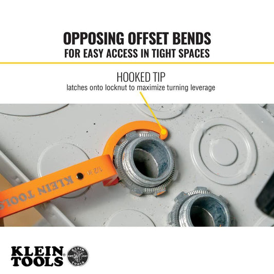 Orange Conduit Lockout Wrench Set â 3-Piece Offset Tool for 1/2", 3/4", 1" Pipe Nuts | Magnetic Storage & Hooked Tip Design | Ideal for Tight Spaces.