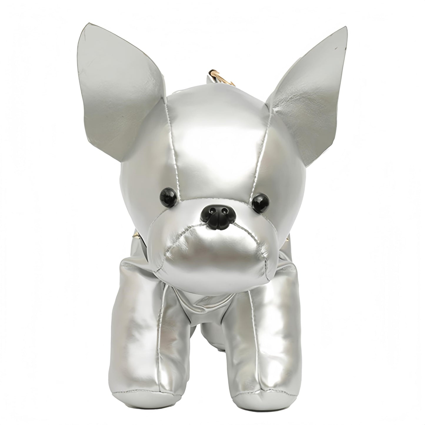 French Bulldog Shaped Bag – Cute Animal Crossbody Shoulder Bag with Adjustable Strap, PU Leather Dog Backpack for Women, Fashion Statement Accessory (Silver)