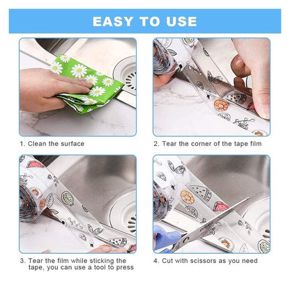 2-Pack Waterproof Self-Adhesive Sealant Tape – Transparent PVC Edge Strip for Kitchen, Bathroom, Sink, Toilet, and Wall Corners – Easy to Cut and Clean (Pattern2)