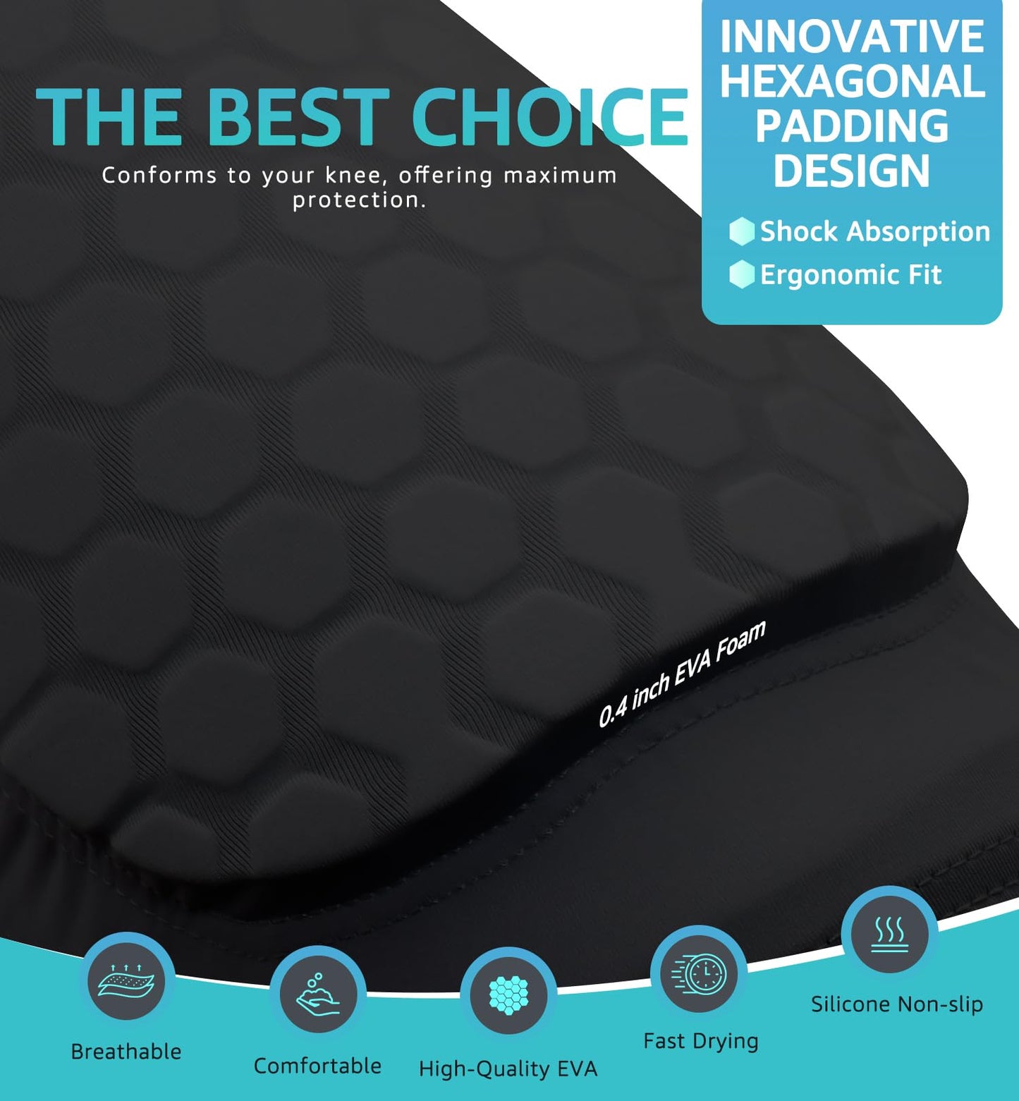 Honeycomb Knee Pads for Kids, Teens & Adults – Protective Compression Knee Guards for Basketball, Football, Cycling & Running(Black,XS)