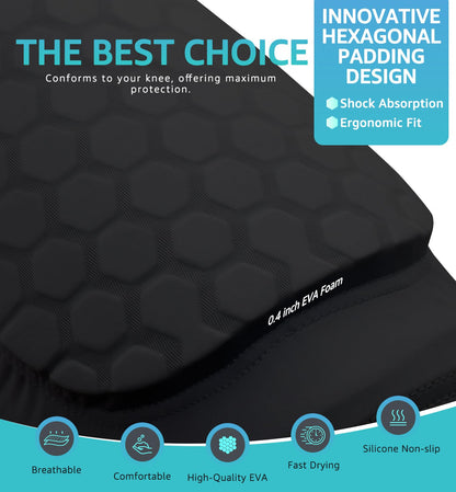 Honeycomb Knee Pads for Kids, Teens & Adults – Protective Compression Knee Guards for Basketball, Football, Cycling & Running(Black,XS)