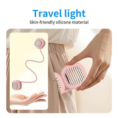 Portable Neck Fan with 5-Speed Adjustable Cooling â Lightweight Rechargeable Bladeless Fan for Travel, Outdoor, Gym, Office Use â Ultra-Quiet & Foldable (Pink).