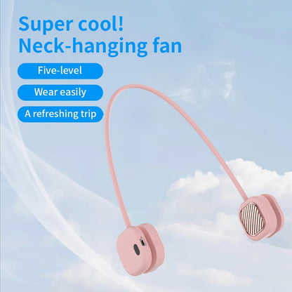 Portable Neck Fan with 5-Speed Adjustable Cooling â Lightweight Rechargeable Bladeless Fan for Travel, Outdoor, Gym, Office Use â Ultra-Quiet & Foldable (Pink).