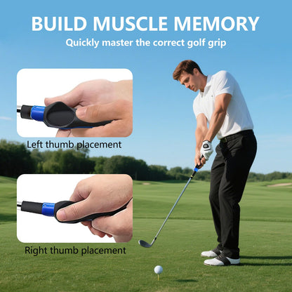Golf Grip Trainer for Right-Handed Players – Correct Hand Position Tool with Non-Slip Rubber, Fits Most Clubs (Grey)