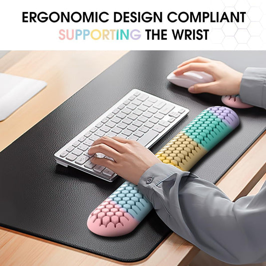 Ergonomic Silicone Wrist Rest Set â Keyboard & Mouse Support Pad with Honeycomb Design for Office, Gaming, and Home Use (Rainbow).