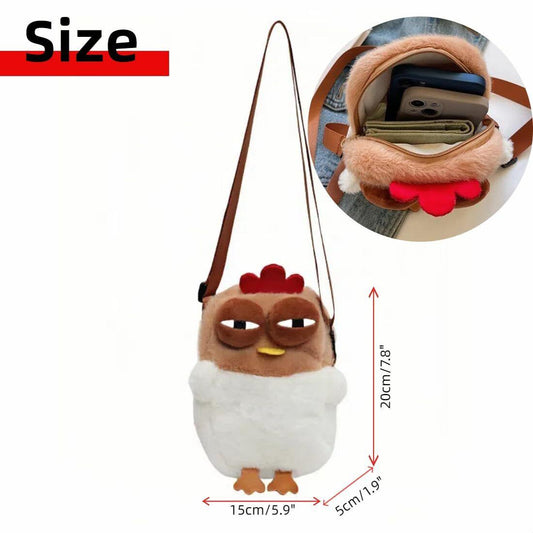 Cute Chicken Plush Crossbody Bag â White & Brown Kawaii Animal Backpack for Kids & Girls | Fun Gift Idea.