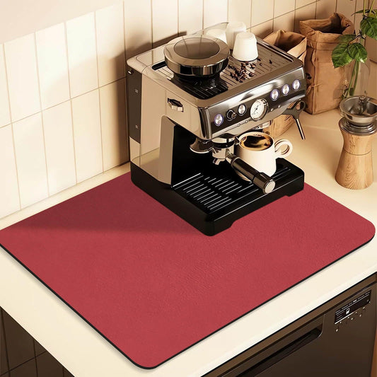 Kitchen Counter Mat for Coffee Maker â Absorbent & Quick-Dry Bar Pad with Non-Slip Backing, Protective Surface for Espresso Machine, Dish Drying Mat (Red,30*40cm).