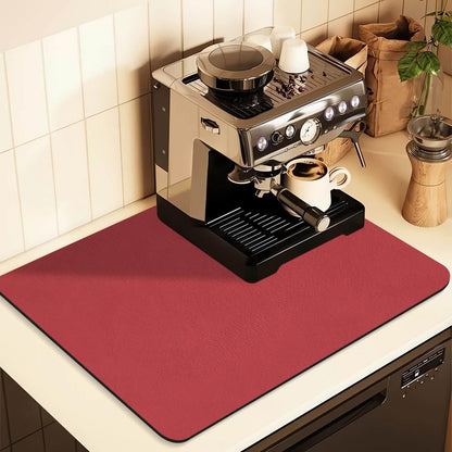 Kitchen Counter Mat for Coffee Maker â Absorbent & Quick-Dry Bar Pad with Non-Slip Backing, Protective Surface for Espresso Machine, Dish Drying Mat (Red,50*80cm).