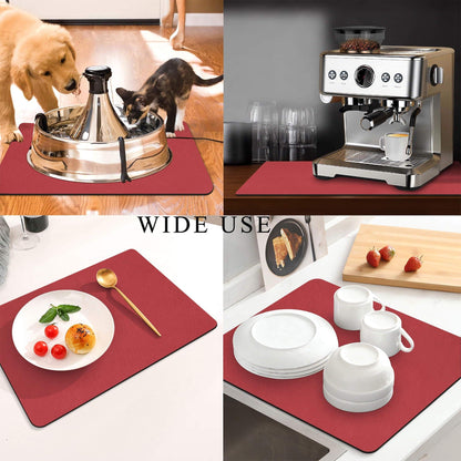 Kitchen Counter Mat for Coffee Maker â Absorbent & Quick-Dry Bar Pad with Non-Slip Backing, Protective Surface for Espresso Machine, Dish Drying Mat (Red,50*80cm).