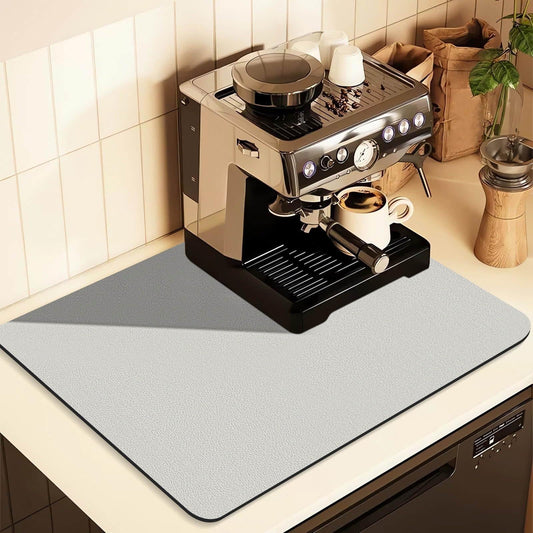 Kitchen Counter Mat for Coffee Maker â Absorbent & Quick-Dry Bar Pad with Non-Slip Backing, Protective Surface for Espresso Machine, Dish Drying Mat (Grey,30*40cm).