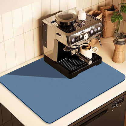 Kitchen Counter Mat for Coffee Maker â Absorbent & Quick-Dry Bar Pad with Non-Slip Backing, Protective Surface for Espresso Machine, Dish Drying Mat (Blue,30*40cm).