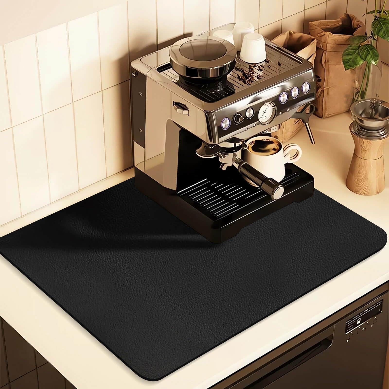 Kitchen Counter Mat for Coffee Maker â Absorbent & Quick-Dry Bar Pad with Non-Slip Backing, Protective Surface for Espresso Machine, Dish Drying Mat (Black,40*60cm).