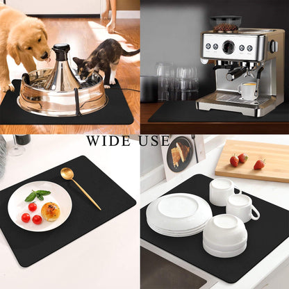 Kitchen Counter Mat for Coffee Maker â Absorbent & Quick-Dry Bar Pad with Non-Slip Backing, Protective Surface for Espresso Machine, Dish Drying Mat (Black,40*60cm).