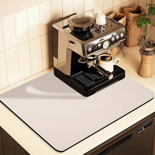Kitchen Counter Mat for Coffee Maker â Absorbent & Quick-Dry Bar Pad with Non-Slip Backing, Protective Surface for Espresso Machine, Dish Drying Mat (Beige,40*60cm).