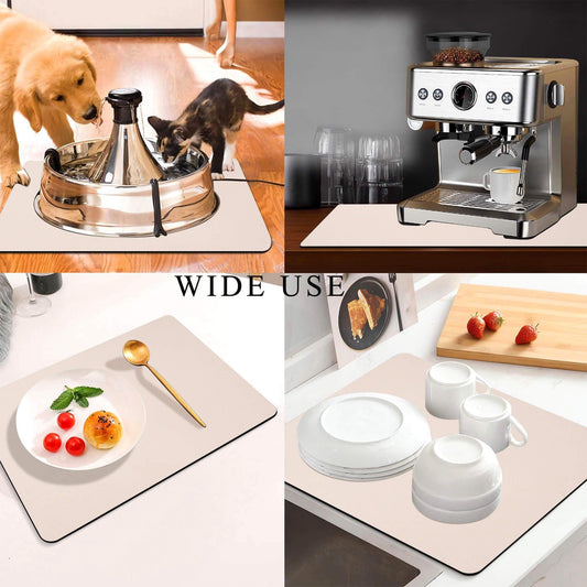 Kitchen Counter Mat for Coffee Maker â Absorbent & Quick-Dry Bar Pad with Non-Slip Backing, Protective Surface for Espresso Machine, Dish Drying Mat (Beige,40*60cm).