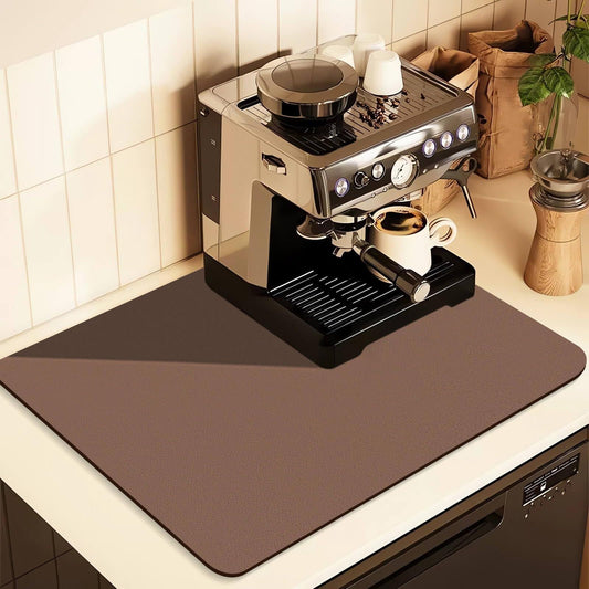 Kitchen Counter Mat for Coffee Maker â Absorbent & Quick-Dry Bar Pad with Non-Slip Backing, Protective Surface for Espresso Machine, Dish Drying Mat (Brown,30*50cm).