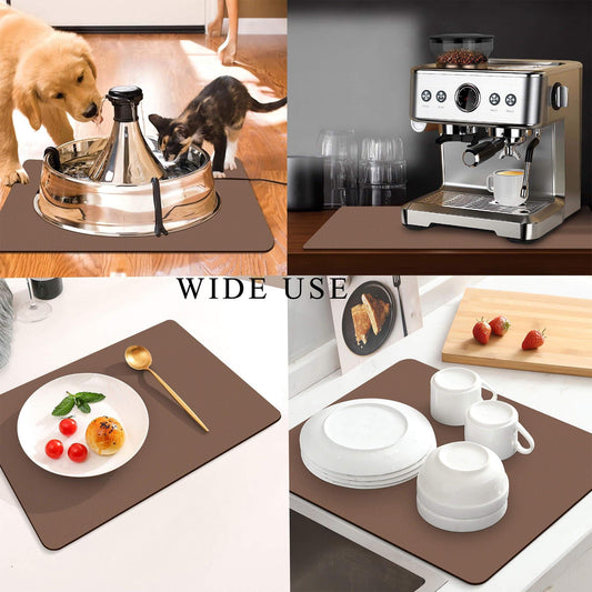 Kitchen Counter Mat for Coffee Maker â Absorbent & Quick-Dry Bar Pad with Non-Slip Backing, Protective Surface for Espresso Machine, Dish Drying Mat (Brown,40*60cm).