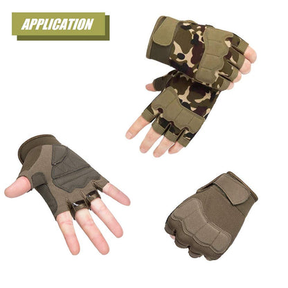 Tactical Fingerless Gloves with Knuckle Protection – Breathable Outdoor Gloves for Shooting, Hunting, Cycling, and Training (Black,S)