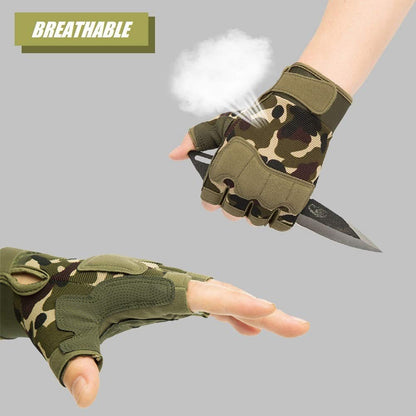 Tactical Fingerless Gloves with Knuckle Protection – Breathable Outdoor Gloves for Shooting, Hunting, Cycling, and Training (Black,S)