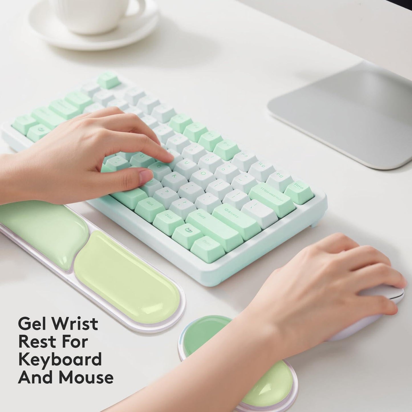 Ergonomic Gel Wrist Rest Set â Keyboard and Mouse Support Pad with Soft Cushioning for Office, Work, Gaming, and Study â Anti-Slip Base, Comfortable Design (Green).