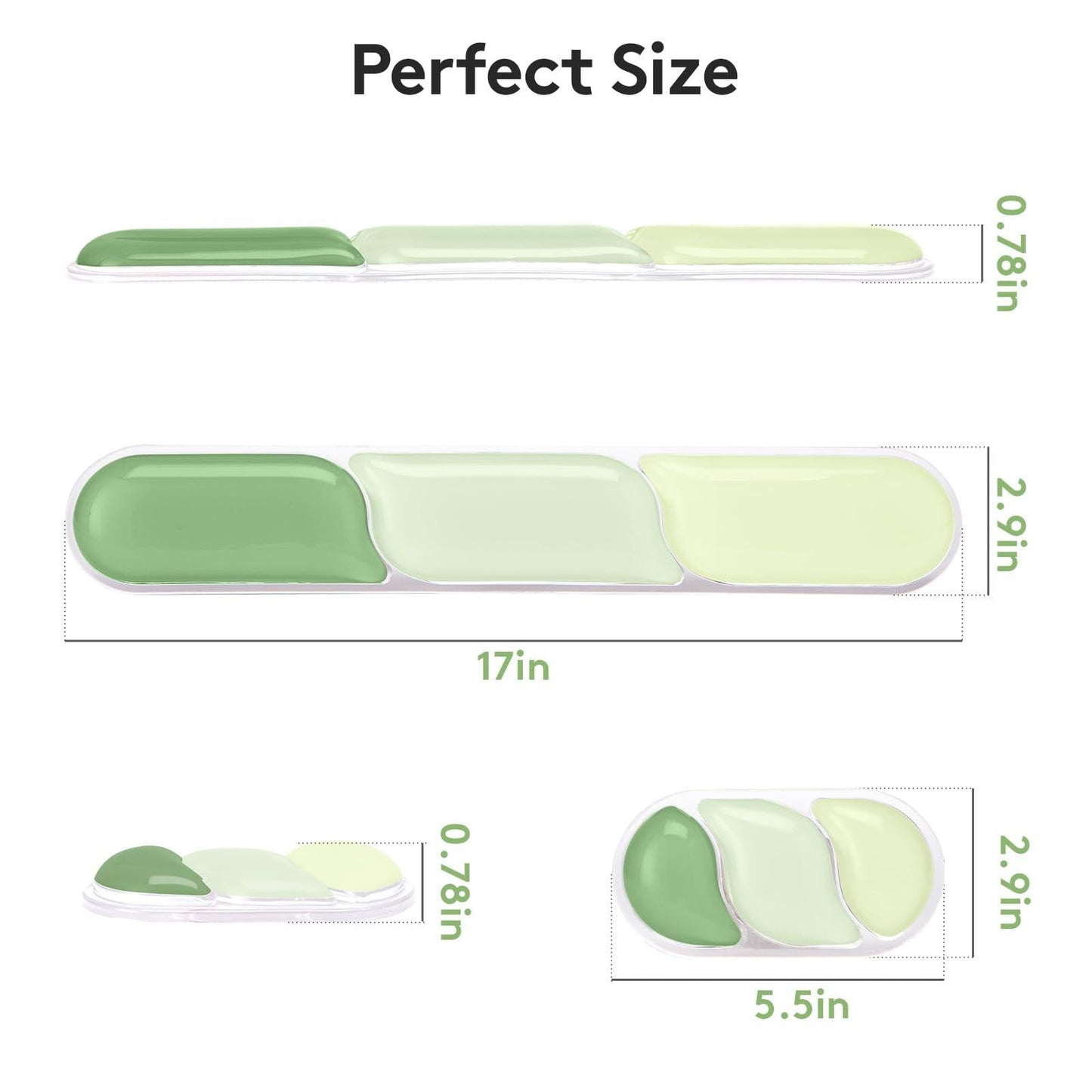 Ergonomic Gel Wrist Rest Set â Keyboard and Mouse Support Pad with Soft Cushioning for Office, Work, Gaming, and Study â Anti-Slip Base, Comfortable Design (Green).