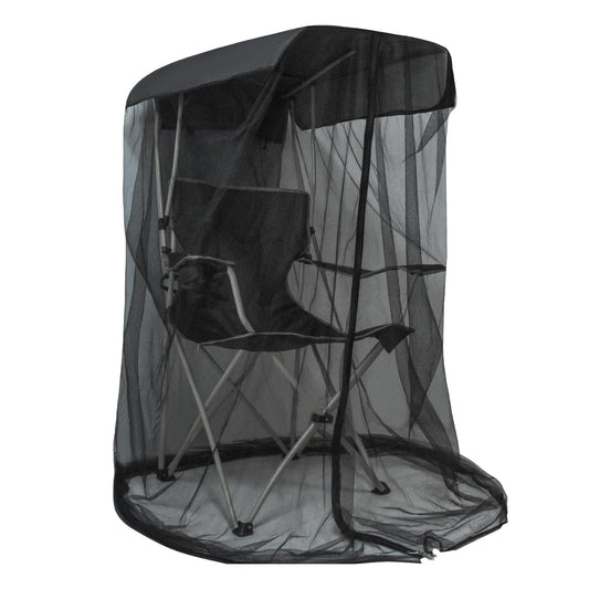 Outdoor Mosquito Net Chair Cover with Canopy â UV & Waterproof, Zippered Entry, Breathable Mesh Tent for Camping, Fishing, Beach Use (Black).
