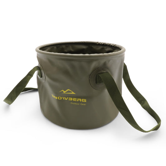 Multi-Use Collapsible Bucket â Foldable Camping Container with Dual Handles, 10L/20L Capacity, Supports 22 lbs or 44 lbs, Waterproof PVC Mesh for Fishing, Washing, Picnics & Outdoor Use (Forest Green,Trumpet).