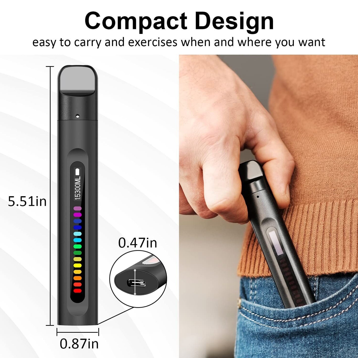 Portable Smart Breathing Trainer – Rechargeable Respiratory Exercise Device with LED Progress Bar | Boost Lung Capacity & Endurance for Athletes, Runners & Fitness Enthusiasts