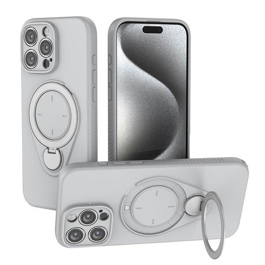 Magnetic Shockproof Case with 360-Degree Rotating Ring Stand for iPhone 16 Pro â Slim Protective Phone Cover with Airbag Corners and Wireless Charging Support for Home, Office, Travel and Daily Use (Grey).