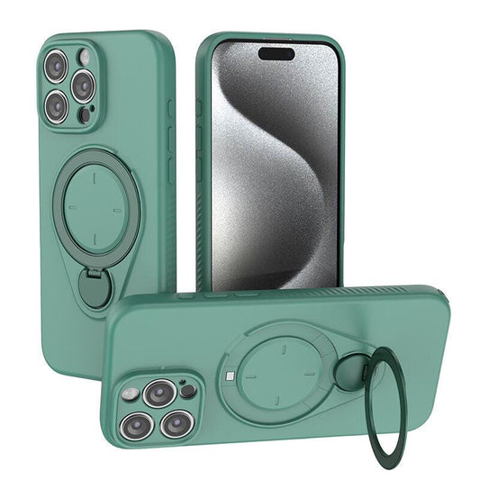Magnetic Shockproof Case with 360-Degree Rotating Ring Stand for iPhone 16 Pro â Slim Protective Phone Cover with Airbag Corners and Wireless Charging Support for Home, Office, Travel and Daily Use (Green).