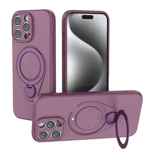 Magnetic Shockproof Case with 360-Degree Rotating Ring Stand for iPhone 16 Pro â Slim Protective Phone Cover with Airbag Corners and Wireless Charging Support for Home, Office, Travel and Daily Use (Purple).